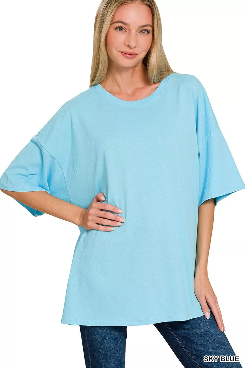 Cotton Short Sleeve Oversized Tunic Tee