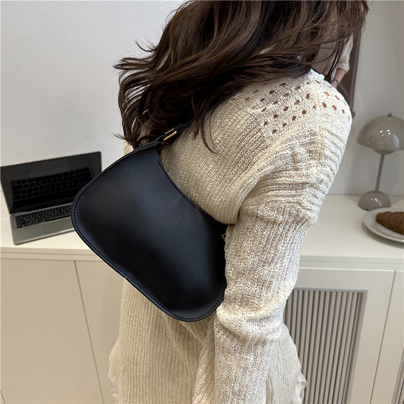 Women's Korean-Style Minimalist Crossbody Shoulder Bag | PU Leather Single Strap