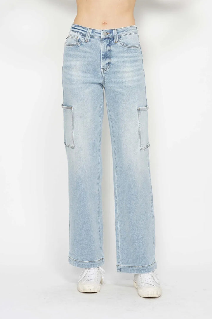 Judy Blue Wren High-Rise Straight Cargo Jeans — product view 1