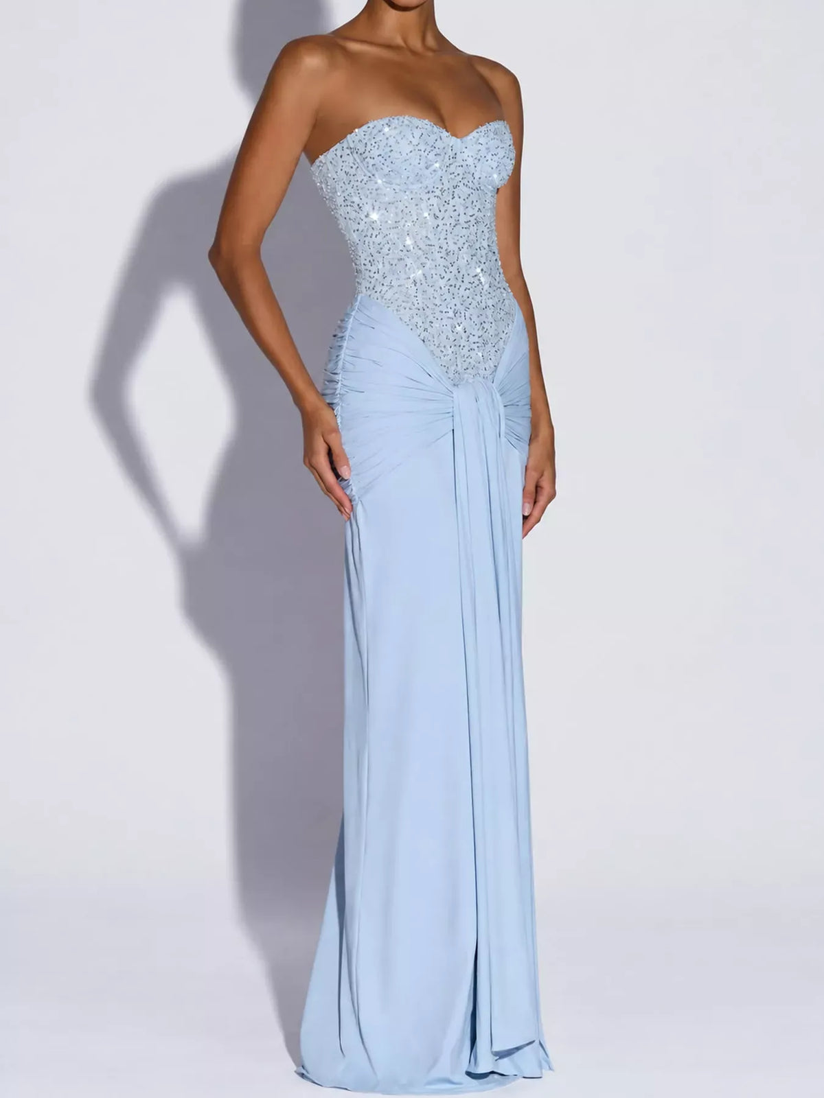Women's Strapless Sequin Corset Maxi Dress — photo 11