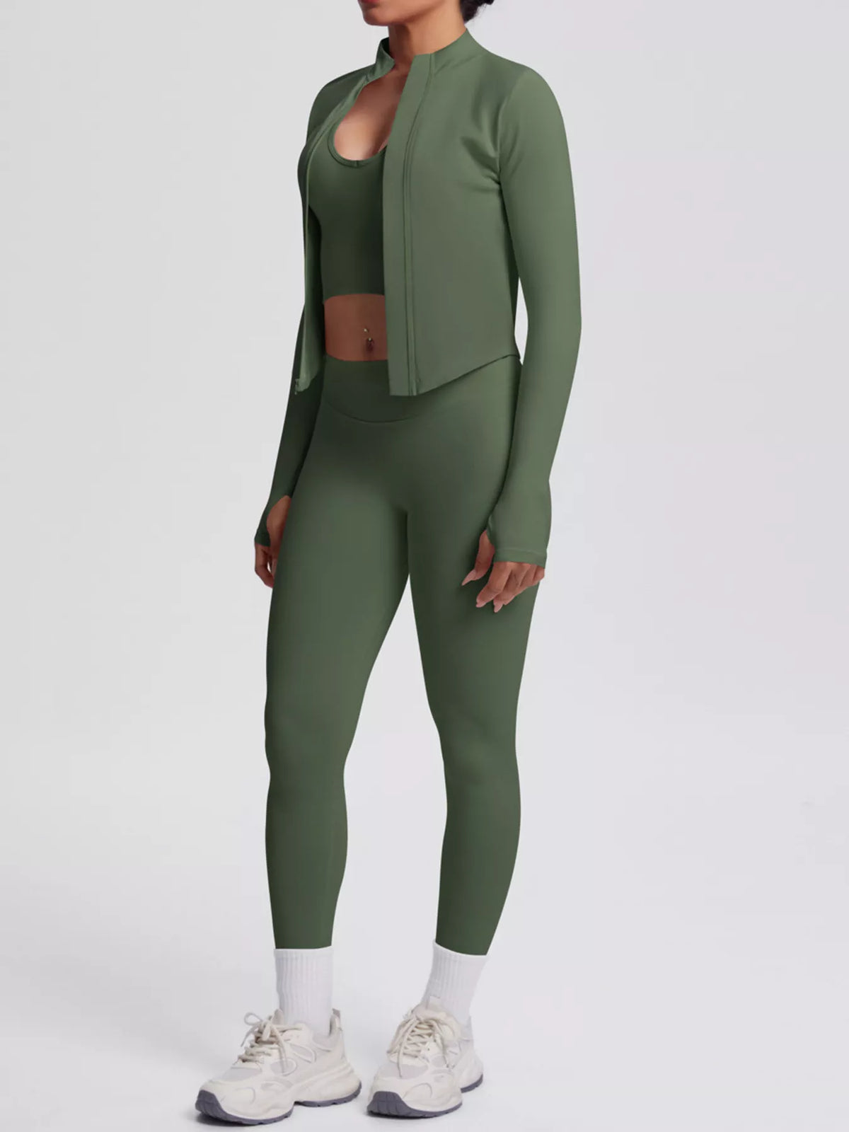 Tank, Zip Jacket & Leggings 3-Piece Active Set