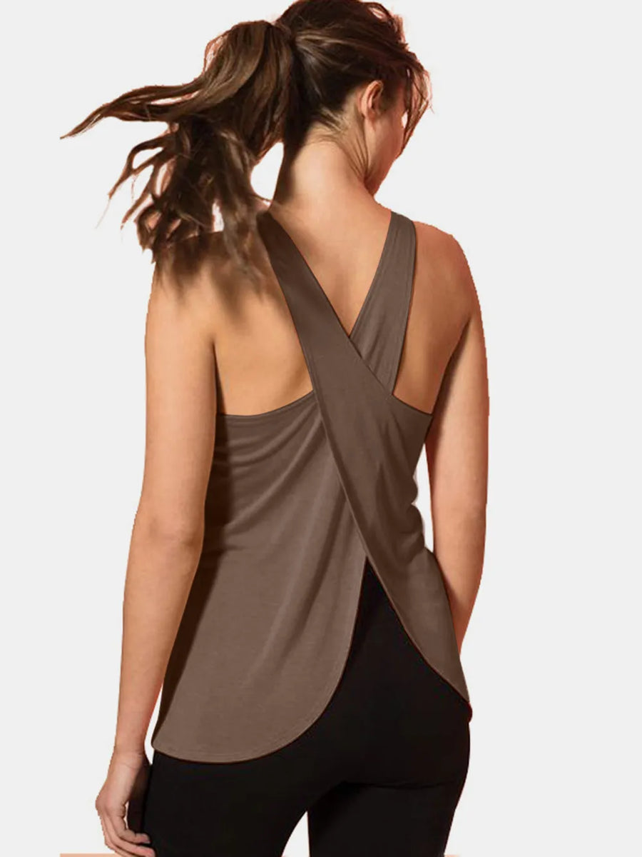 Crisscross Scoop-Neck Active Tank Top