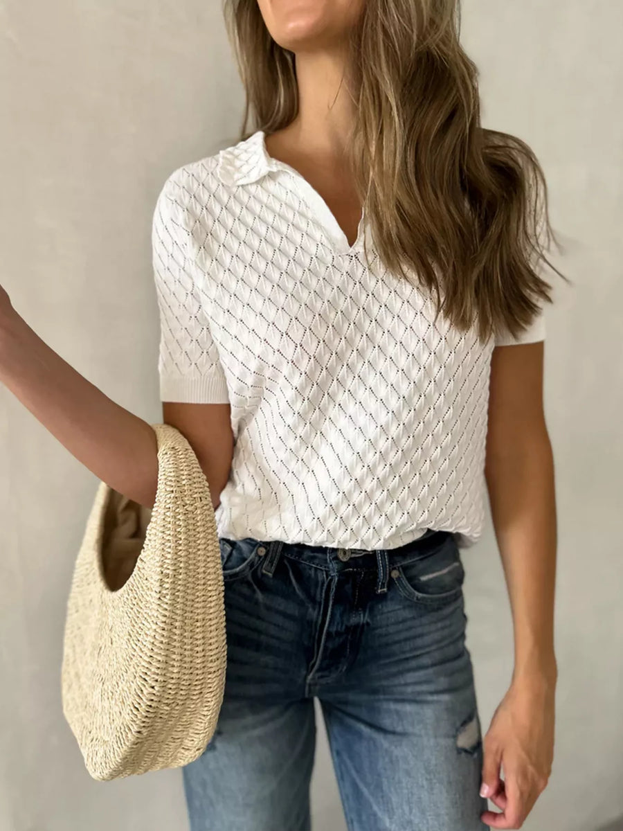 Vesper Textured Short-Sleeve Knit Top