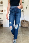 Judy Blue Sutton high-rise distressed straight jeans — alternate product view 8