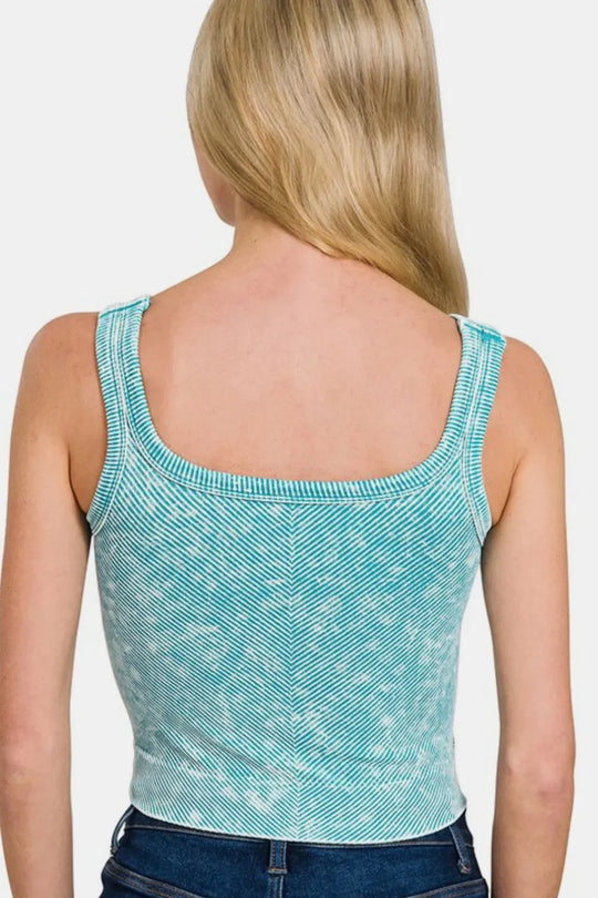 Another view: Washed Ribbed Scoop Neck Wide Strap Tank