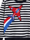 Clover Club Striped Airplane Applique Crewneck Sweatshirt — product view 3