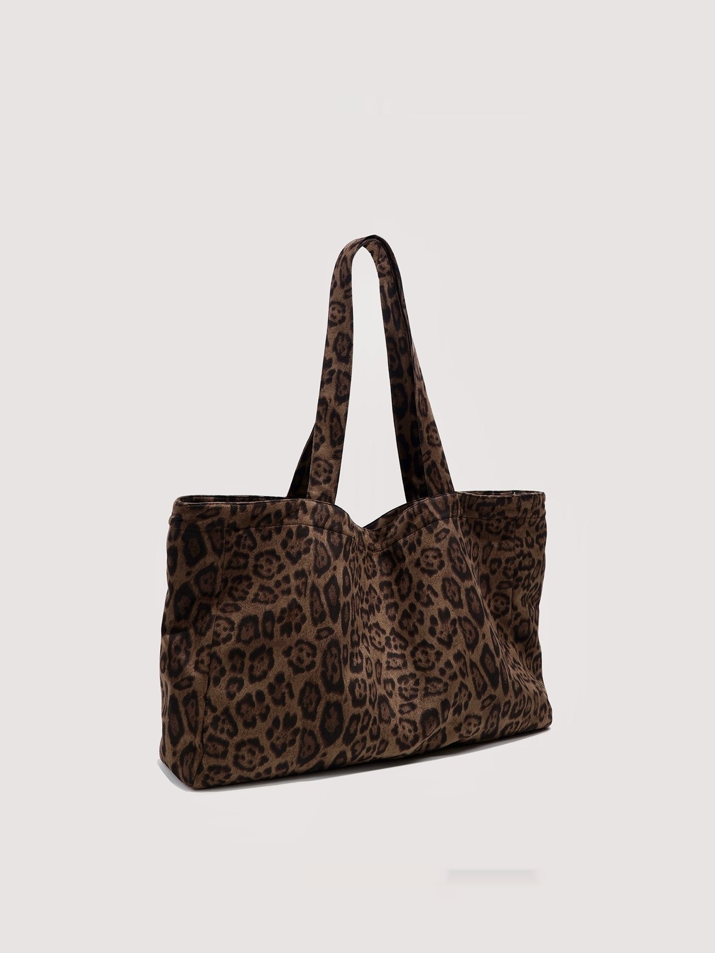 Women's Leopard Print Tote Bag – Suede Velvet Shoulder Handbag for Everyday Use