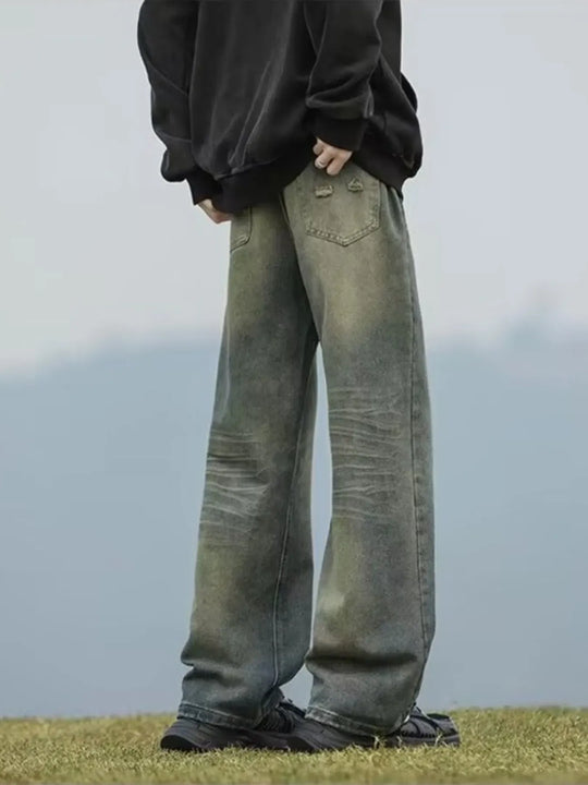 Another view: Men's Full Size Vintage Wash Wide Leg Jeans Plus