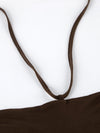 Brown halter-neck high-split longline top