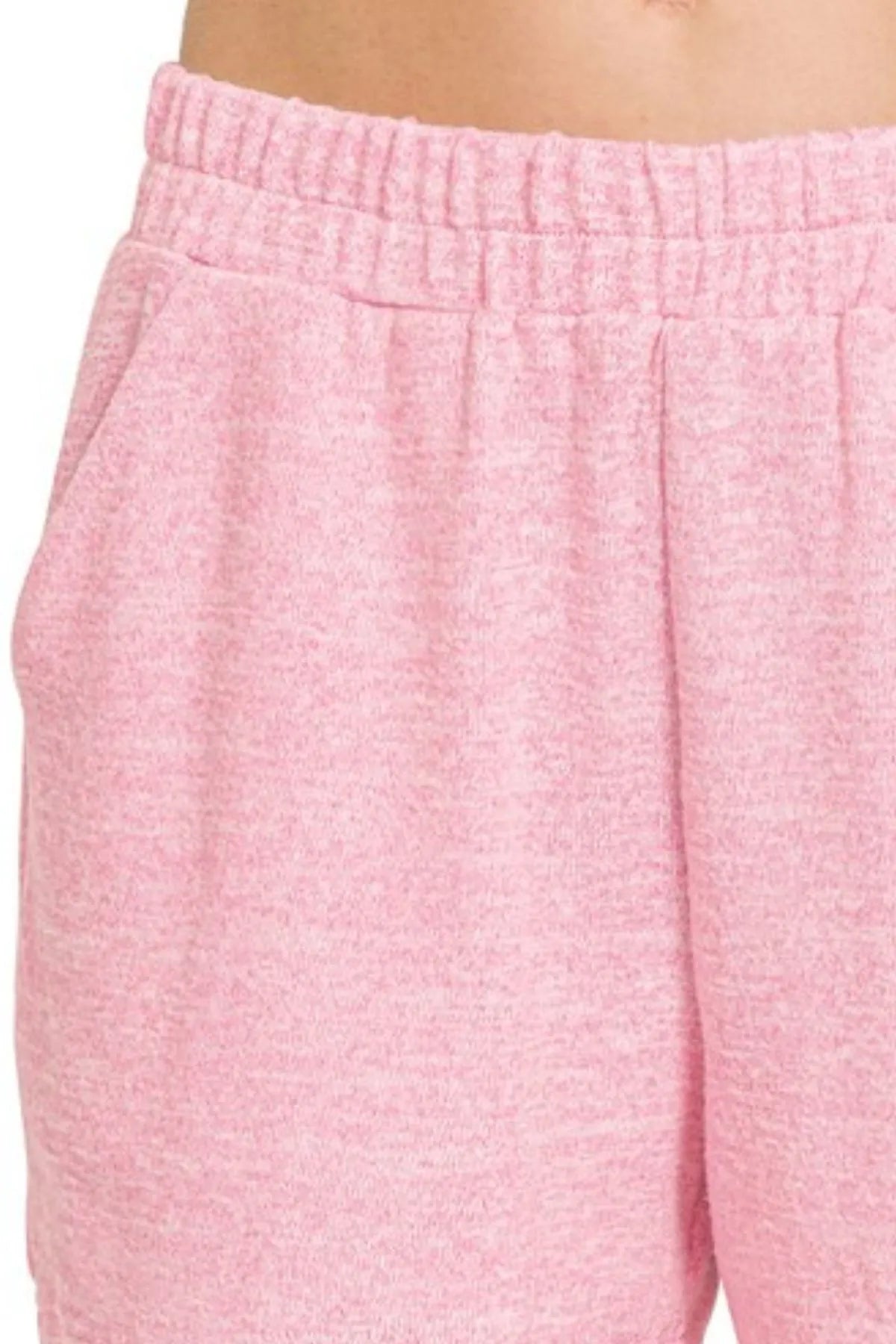 Soft Melange Hacci Elastic Waistband Shorts — Candy Pink
