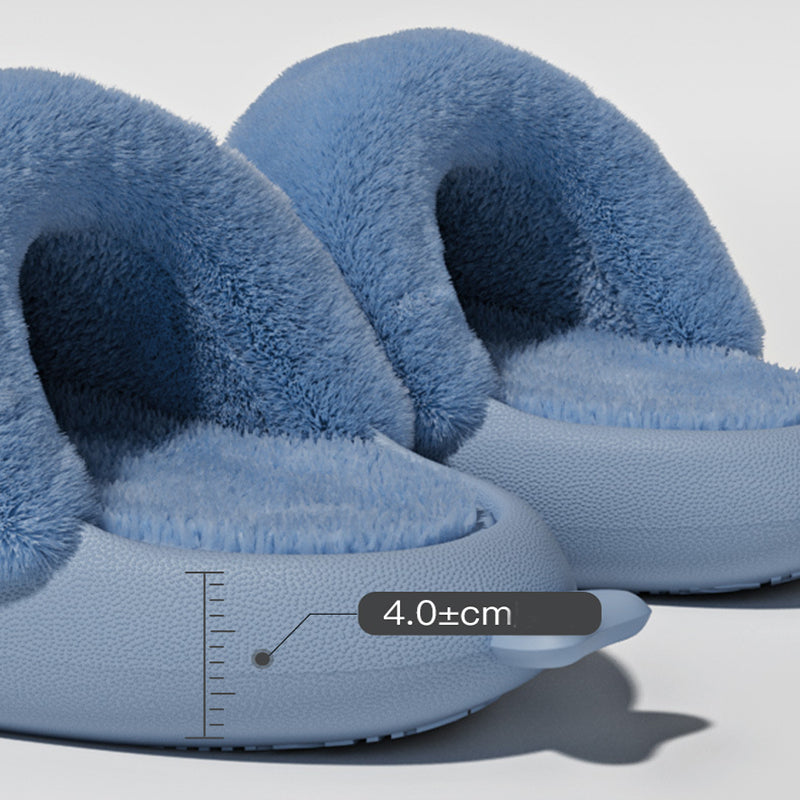 Shark Slippers Warm Fuzzy House Shoes | Detachable Fuzzy Winter Bedroom Slippers