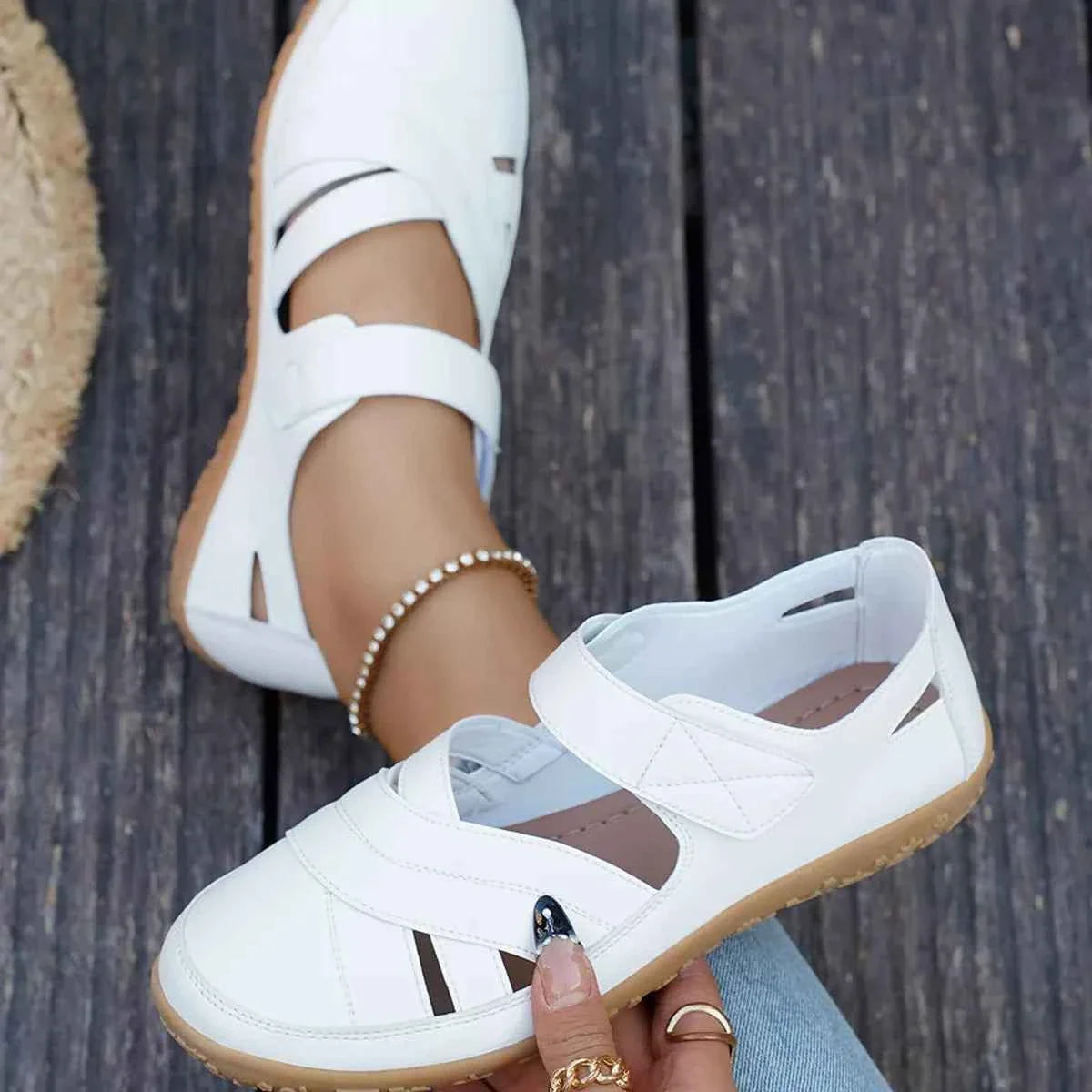 Women's Velcro Slip-On Sneakers | Casual Flat Walking Shoes | Comfortable Everyday Footwear
