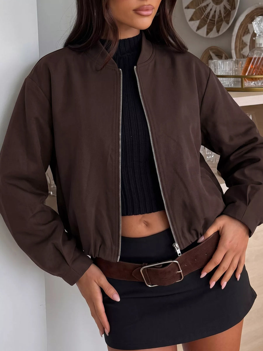 Zip-Up Dropped Shoulder Jacket