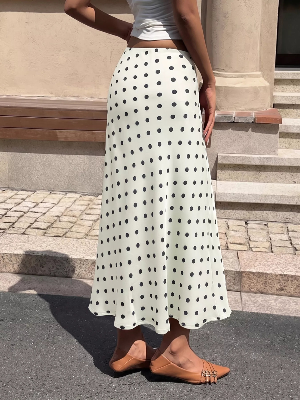Polka-Dot Midi Skirt