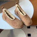 Women's Low-Cut Leather & Fur Snow Boots | Slip-On Winter Boots | Sizes 35–40