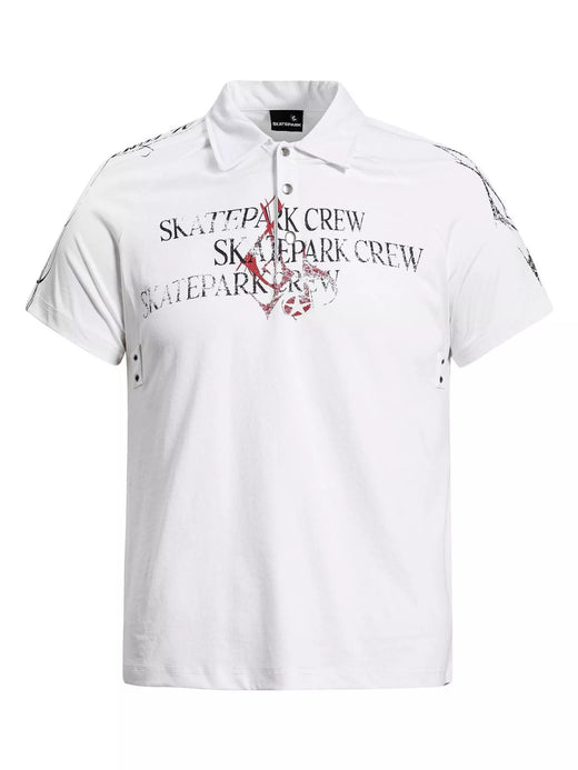 Men's white graphic cotton-blend polo