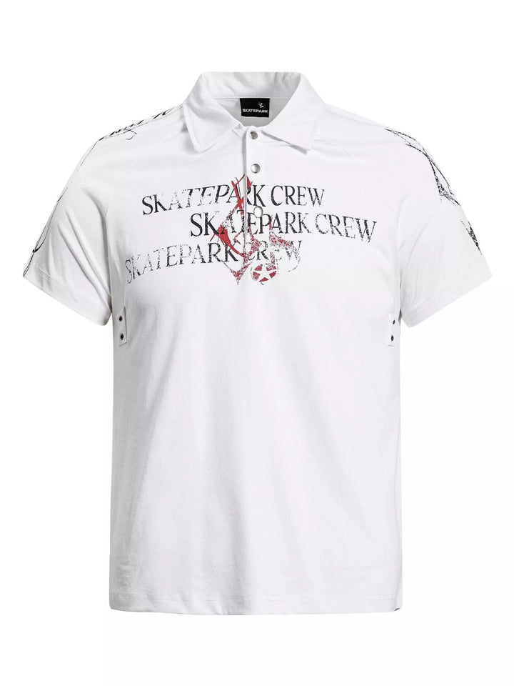 Men's white graphic cotton-blend polo