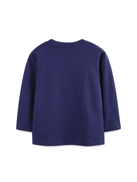 Another view: Kids’ Christmas Deer Long-Sleeve T-Shirt — Dark Navy