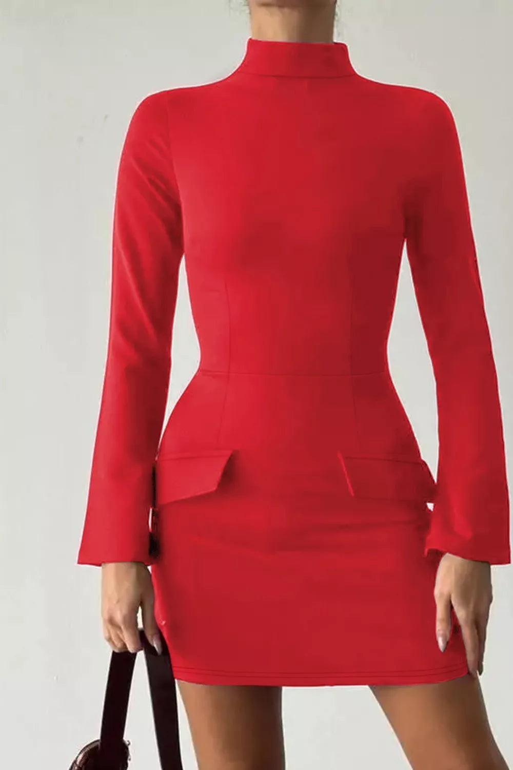 Buttoned Flap-Pocket Mini Dress