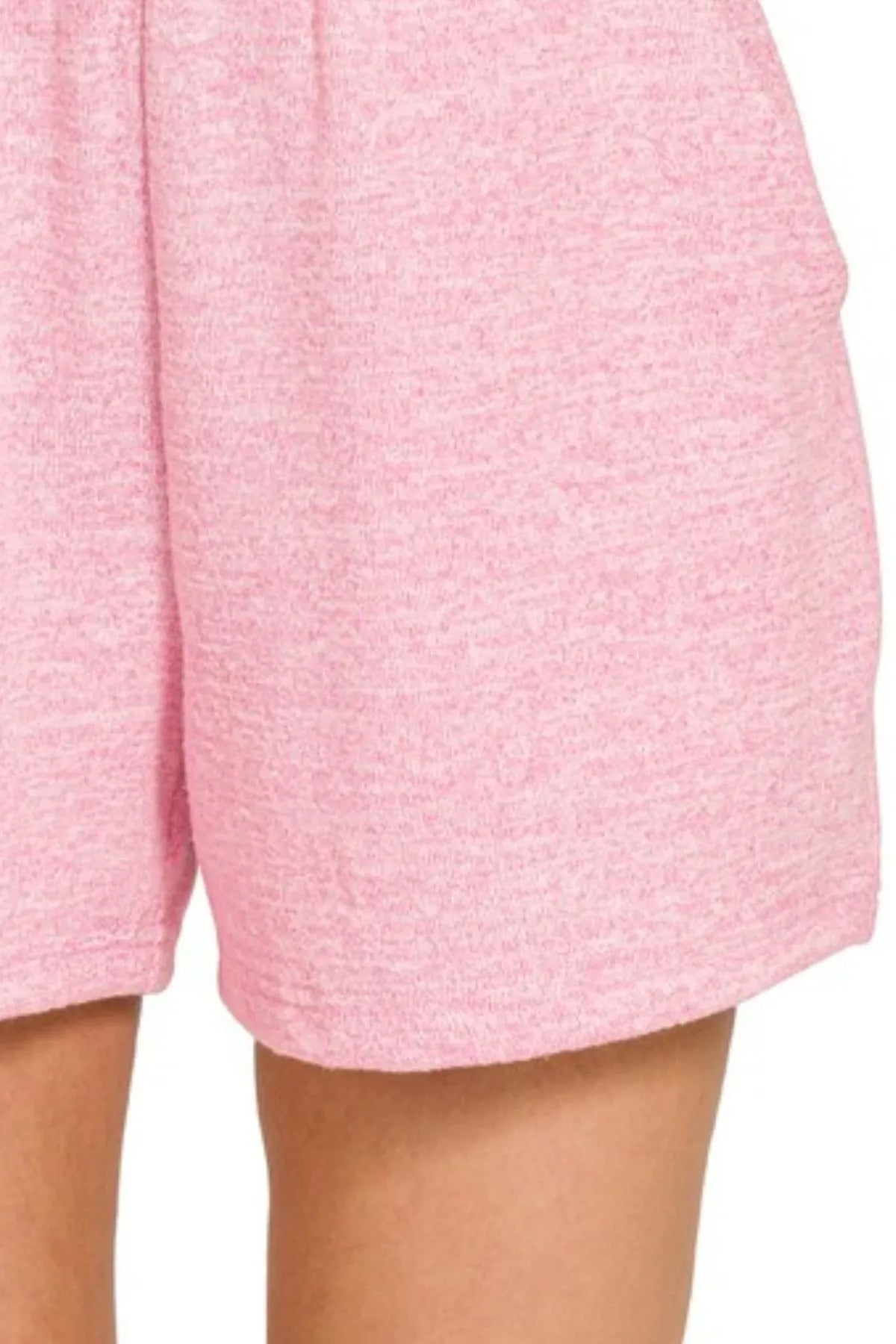 Soft Melange Hacci Elastic Waistband Shorts — Candy Pink