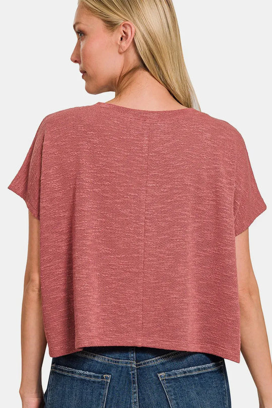Another view: V-Neck Short Sleeve Crop T-Shirt