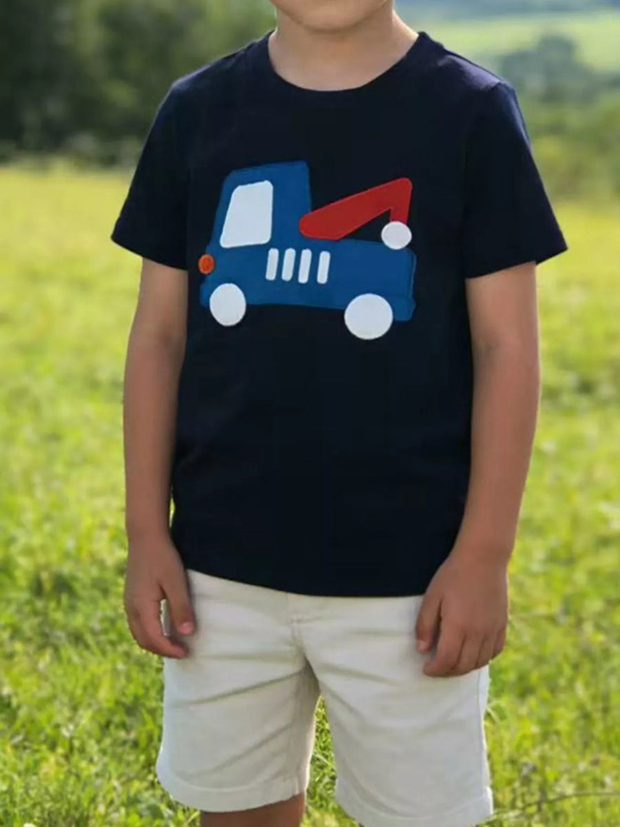 Kids' Truck Graphic Cotton-Blend T-Shirt – Dark Navy