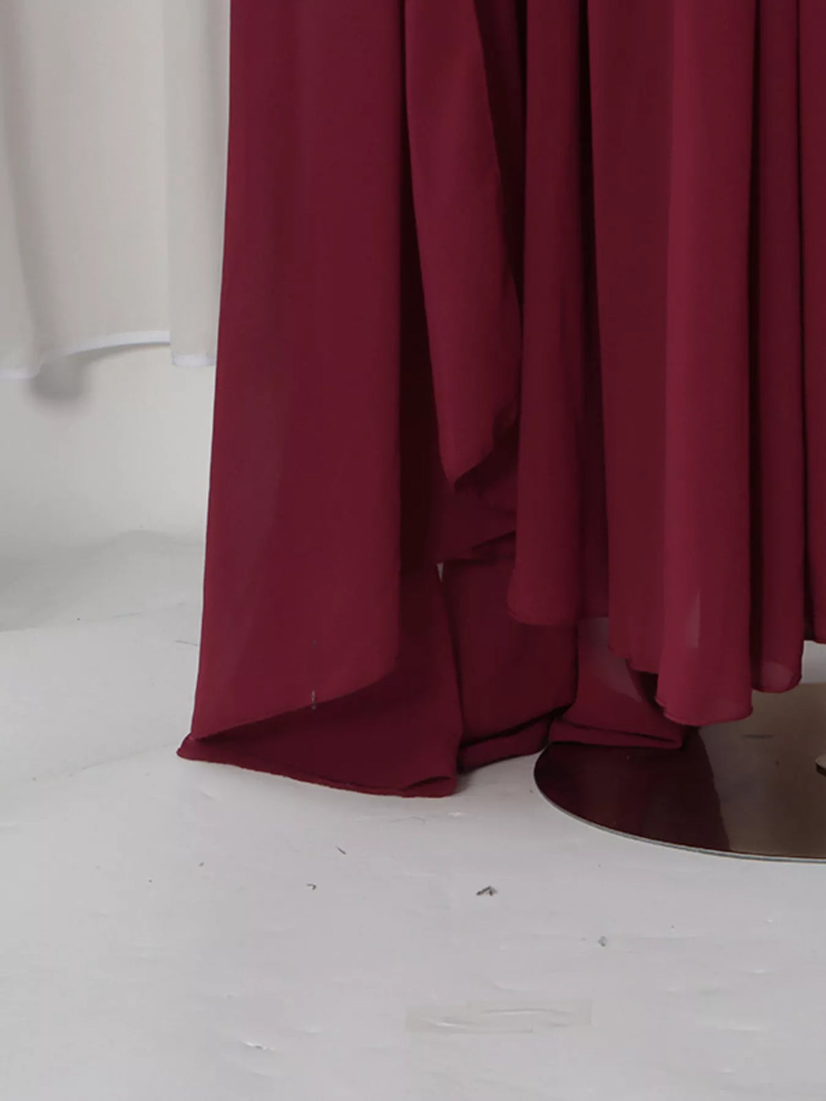 Red Ruched Halter-Neck Cape Maxi Dress