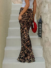 Leopard fitted long skirt for women