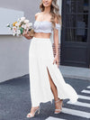 Women's tiered ruffle slit maxi skirt