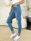Judy Blue Addison Mid-Rise Destroy & Cuff Skinny Jeans — product view 8