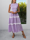 Thea Smocked Striped Lace Trim Sleeveless Midi Dress — product view 6