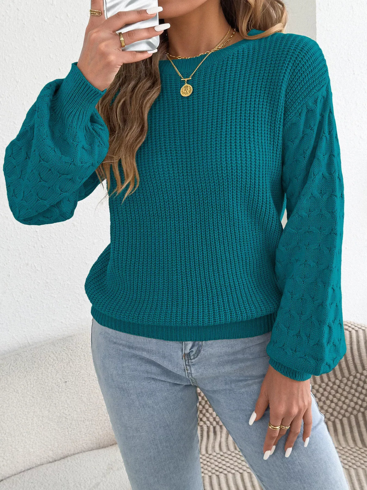 Women's Textured Ribbed Drop-Shoulder Sweater — photo 4