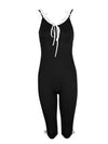 Black contrast-lace tie-front capri jumpsuit