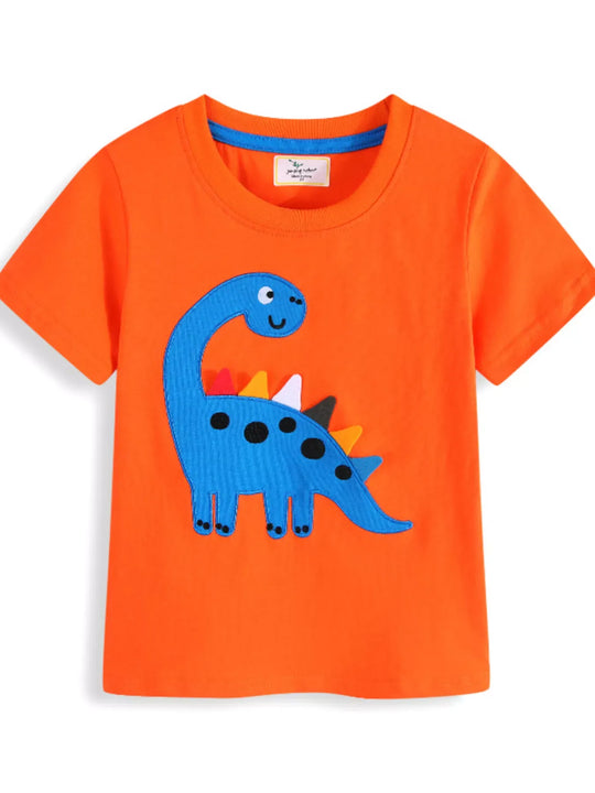 Another view: Dinosaur Cotton-Blend T-Shirt — Orange