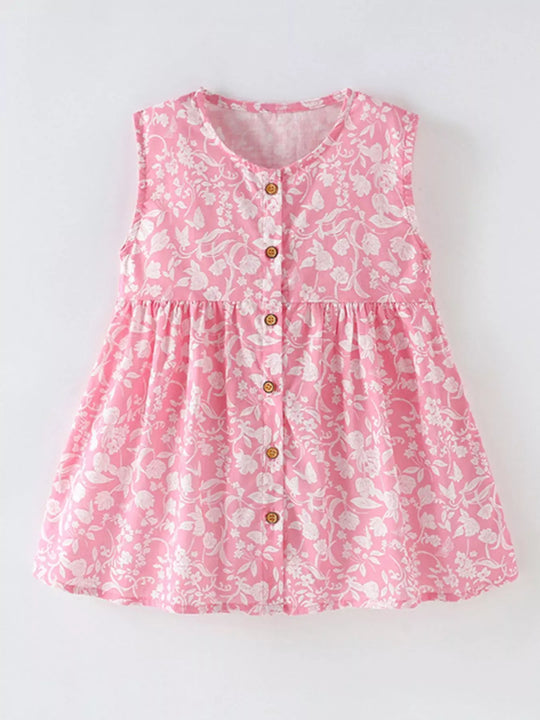 Another view: Floral Button-Front Cotton-Blend Dress — Blush Pink