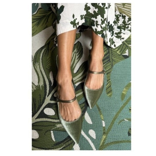 Women's Green Suede Pointed-Toe Slip-On Flats | Casual Pumps