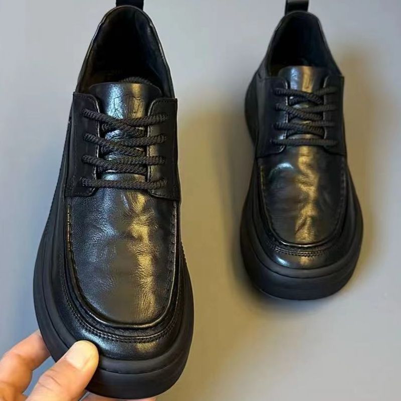 Men's Lightweight Leather Dress Shoes - Soft Sole Casual Lace-Up Oxfords