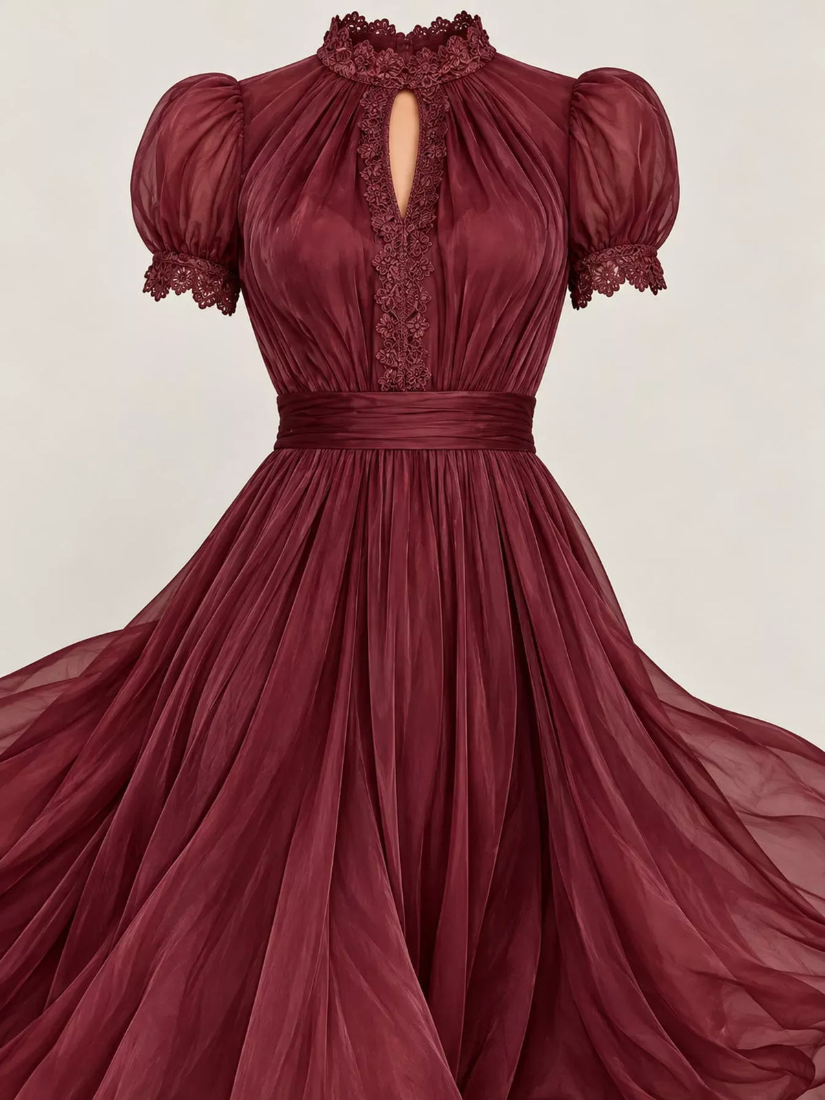 Mock-Neck Chiffon Keyhole Maxi Dress — photo 17