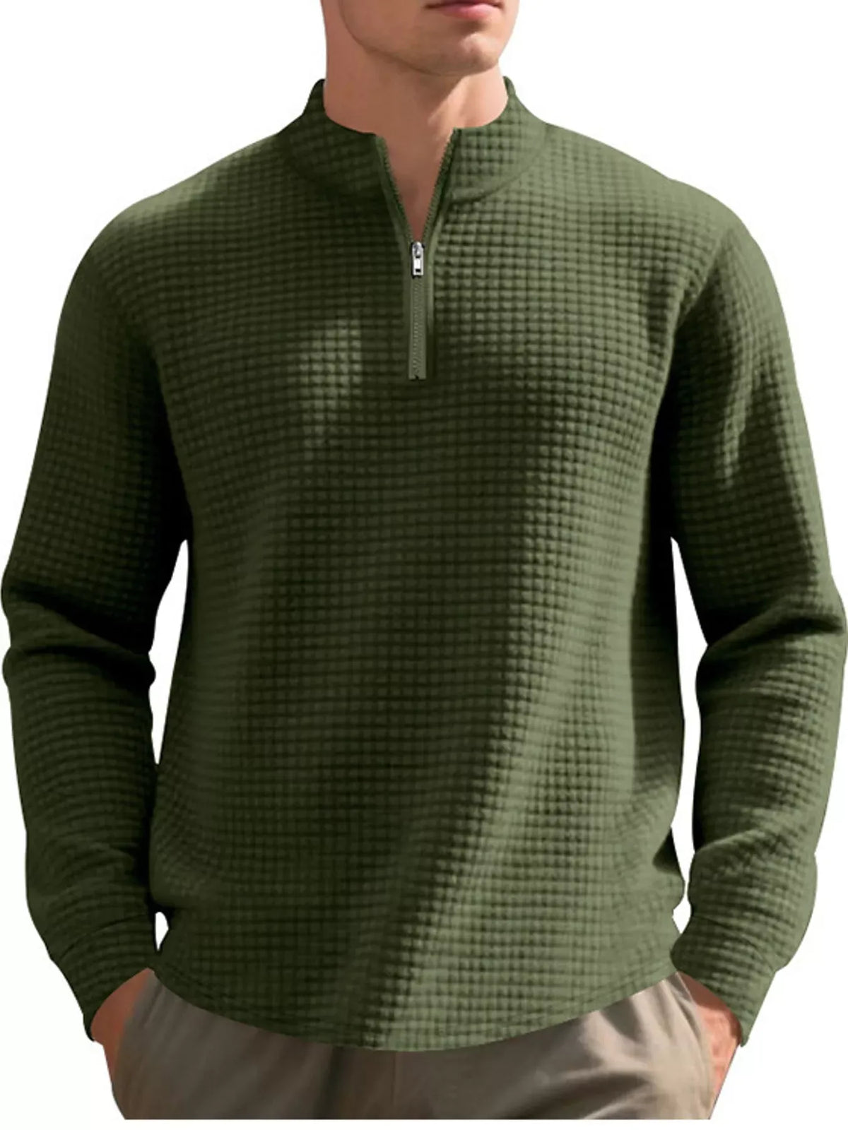 Men's Waffle-Knit Quarter-Zip Sweatshirt — photo 13