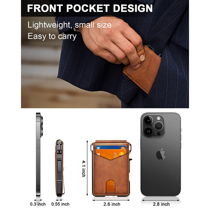 Carbon Fiber Slim Folding Cardholder Wallet for Men – Minimalist PU Leather Bifold