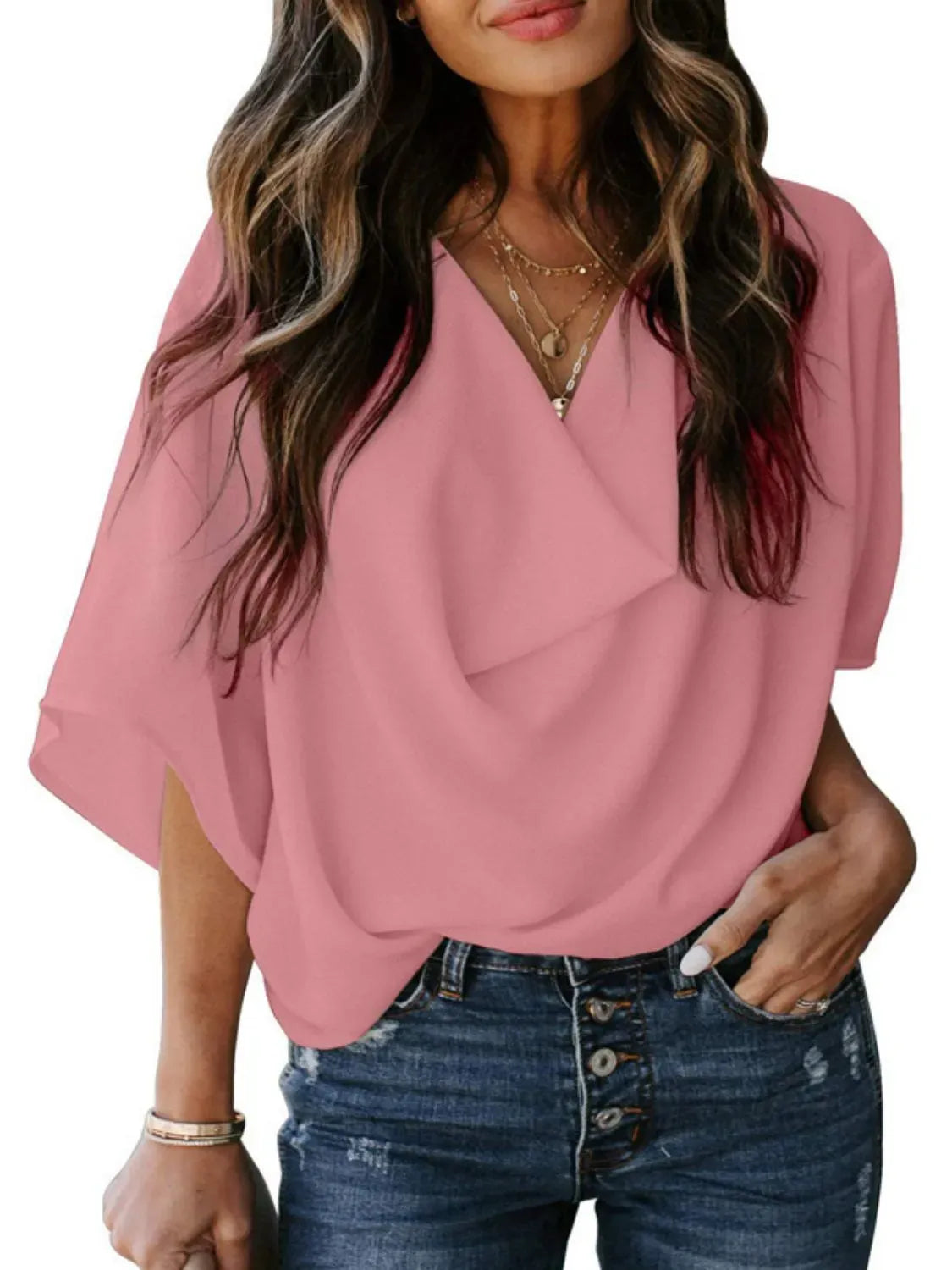 Women's Ruched 3/4-Sleeve Blouse – Regular & Plus Sizes — photo 8