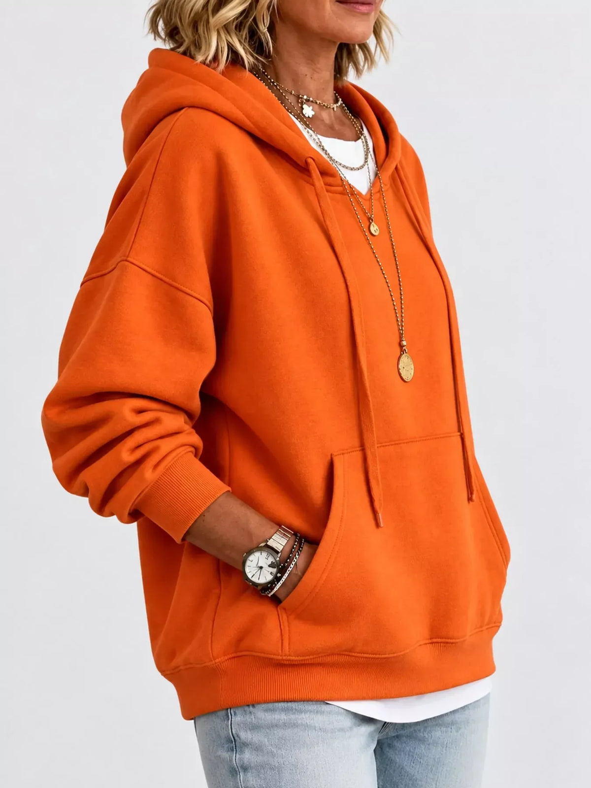 Relaxed Drop-Shoulder Drawstring Hoodie — photo 18