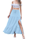 Women's tiered ruffle slit maxi skirt