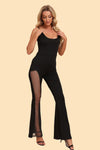 Women's scoop-neck mesh one-piece jumpsuit