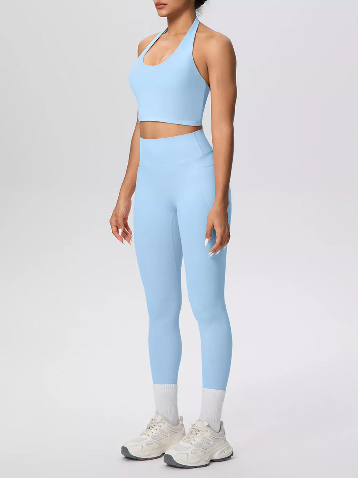 Halter Crop Top & High-Waisted Leggings Set