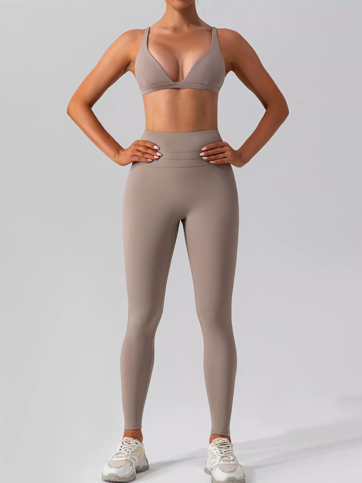 Seamless V-Neck Tank & High-Waisted Pants Set