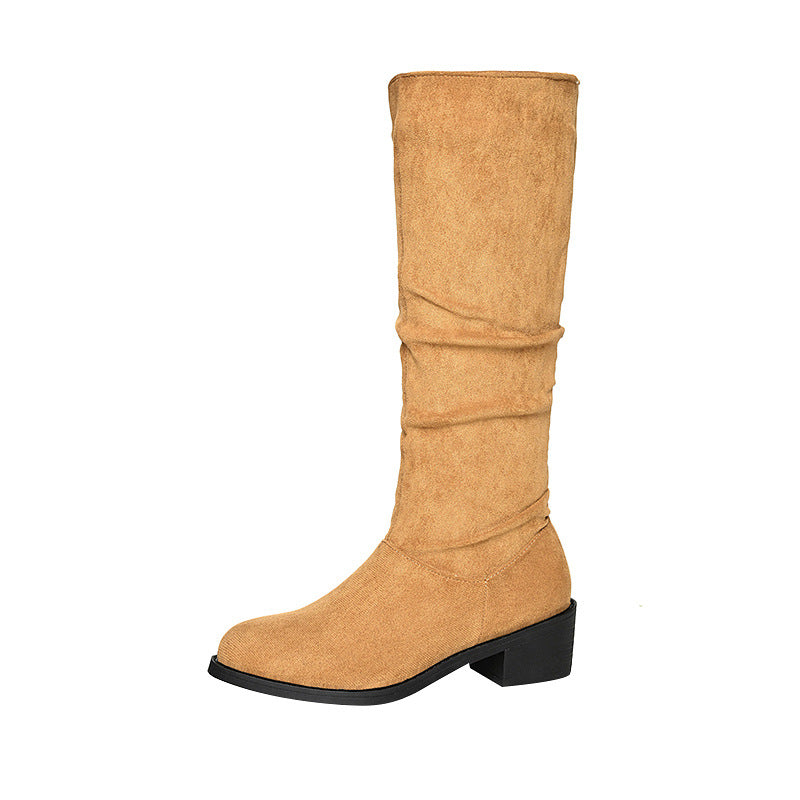 Women's Chunky Heel Over-the-Knee Boots – Pointed Toe Waterproof Fall Winter Boots