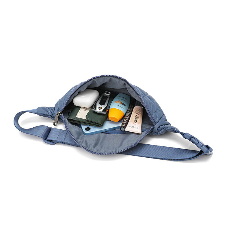 Quilted Diamond Crossbody Waist Bag - Unisex Casual Fanny Pack for Travel & Outdoor