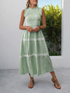 Thea Smocked Striped Lace Trim Sleeveless Midi Dress — product view 2