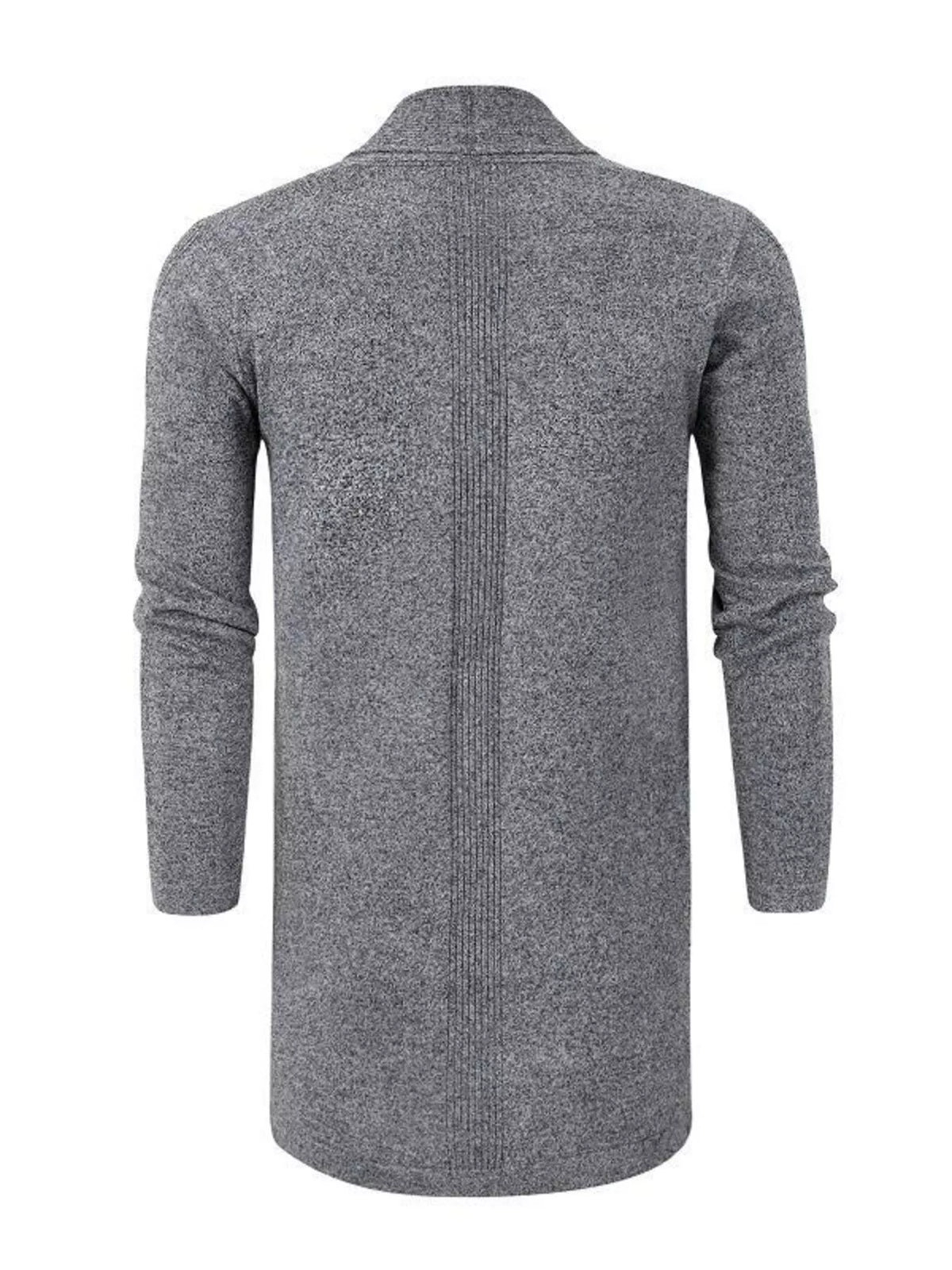 Men's Plus Size Heathered Open Front Longline Knit Cardigan with Pockets